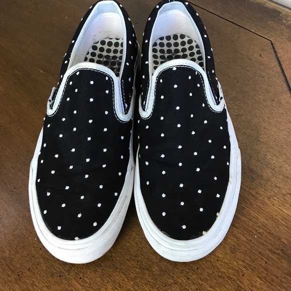 black and white polka dot vans
